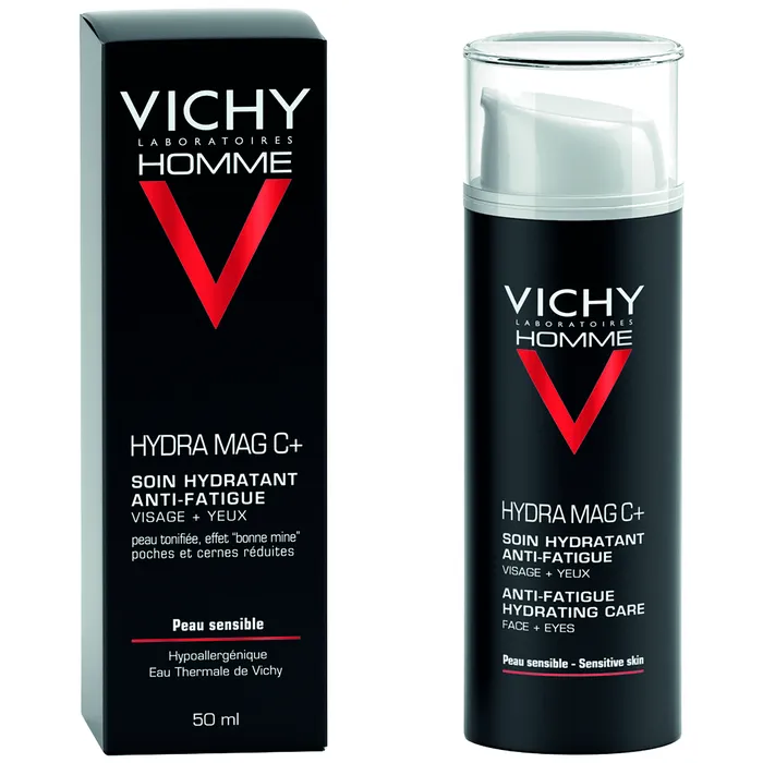 Vichy Homme HydraMag C + Soin Hydratant Anti-Fatigue Visage + Yeux, 50ml