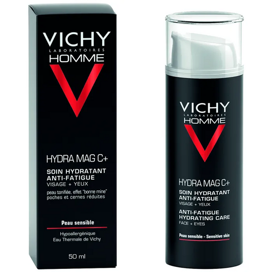 Vichy Homme HydraMag C + Soin Hydratant Anti-Fatigue Visage + Yeux, 50ml